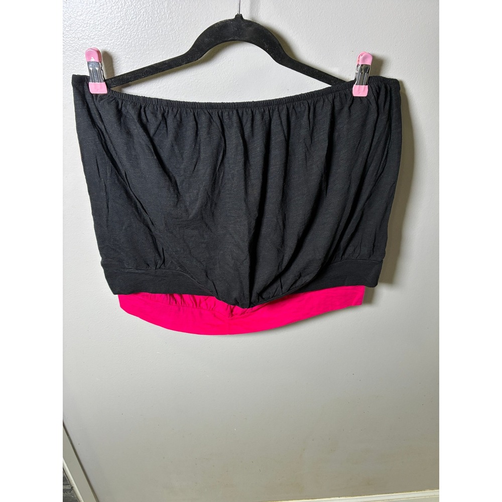 Express Womens XL Tube Top Set of 2 Black Hot Pink Cotton Modal Strapless Tops